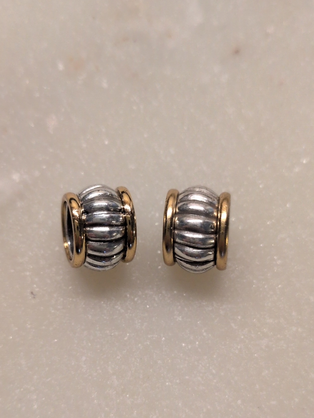 Brighton Set Of 2 Silver And Gold Two-Tone Oval Charm Beads, Retired